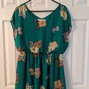 Floral Flowy Green Summer Dress
